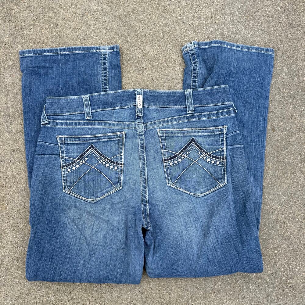 Ariat 34R REAL Mid Rise Stretch Original Boot Cut Light Blue Jeans 10011683